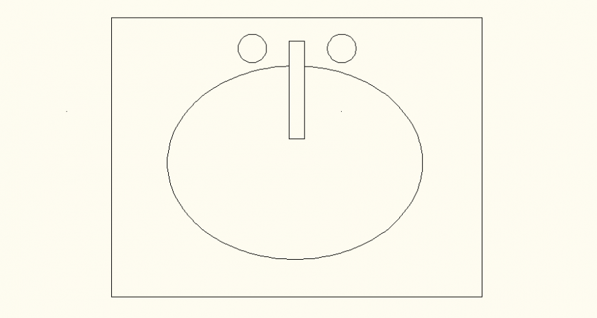 Rectangular border and oval shape sink detail elevation autocad file