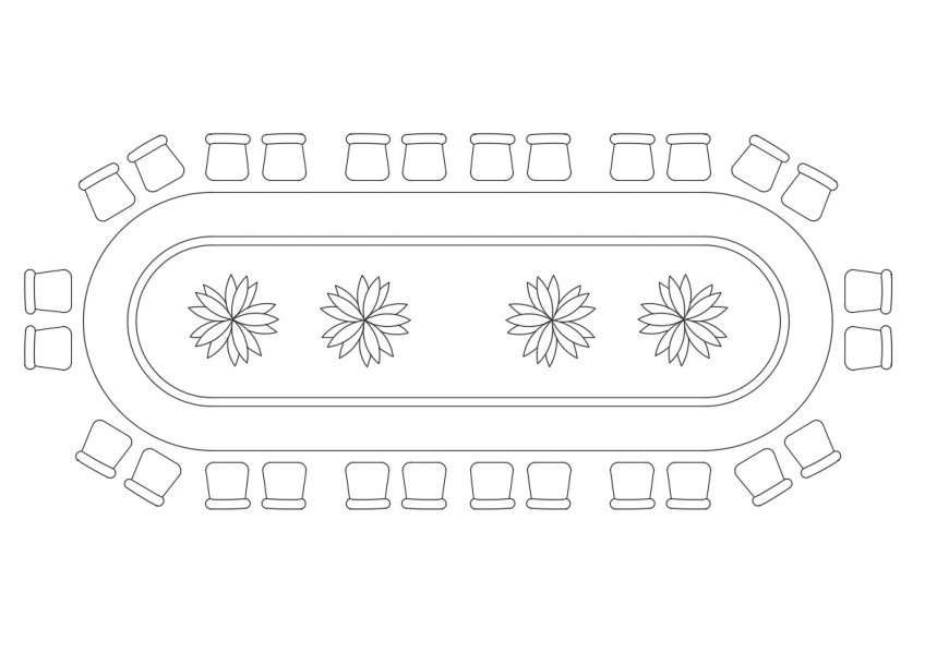 Rectangular conference table with multiple chairs blocks cad drawing details dwg file