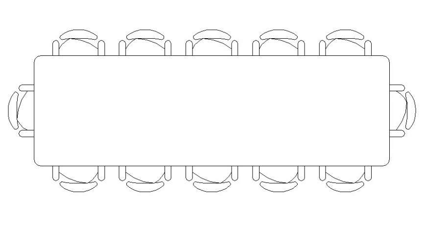 Rectangular shape long conference table desk with chair 2d view elevation dwg file