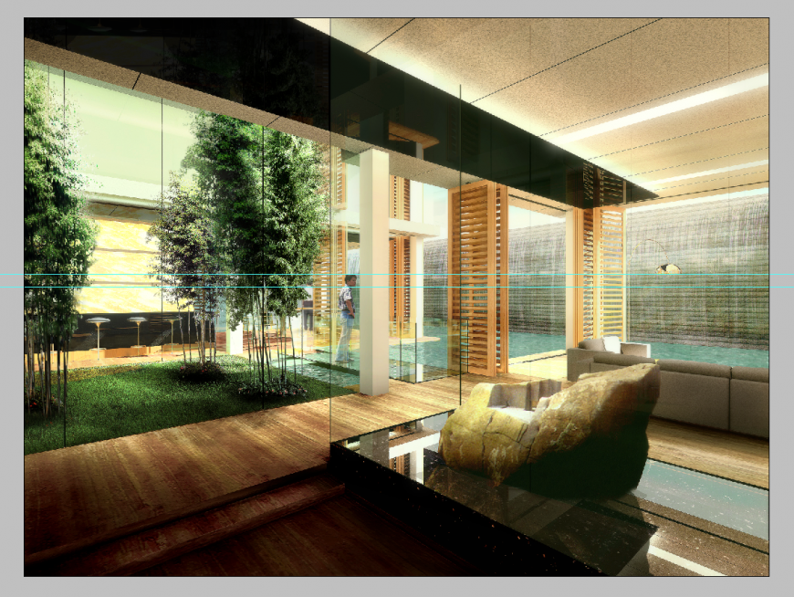 Resort and hotel building detail elevation Photoshop file