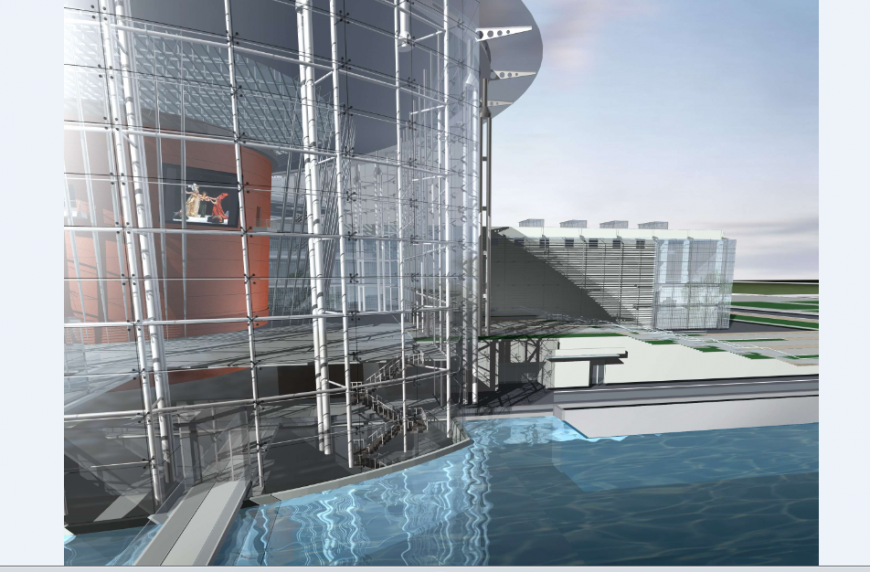 AutoCAD resort elevation plan and 3D model DWG file