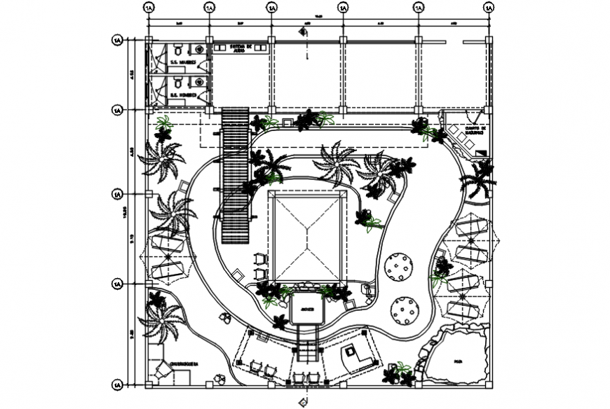 Resort top view garden
