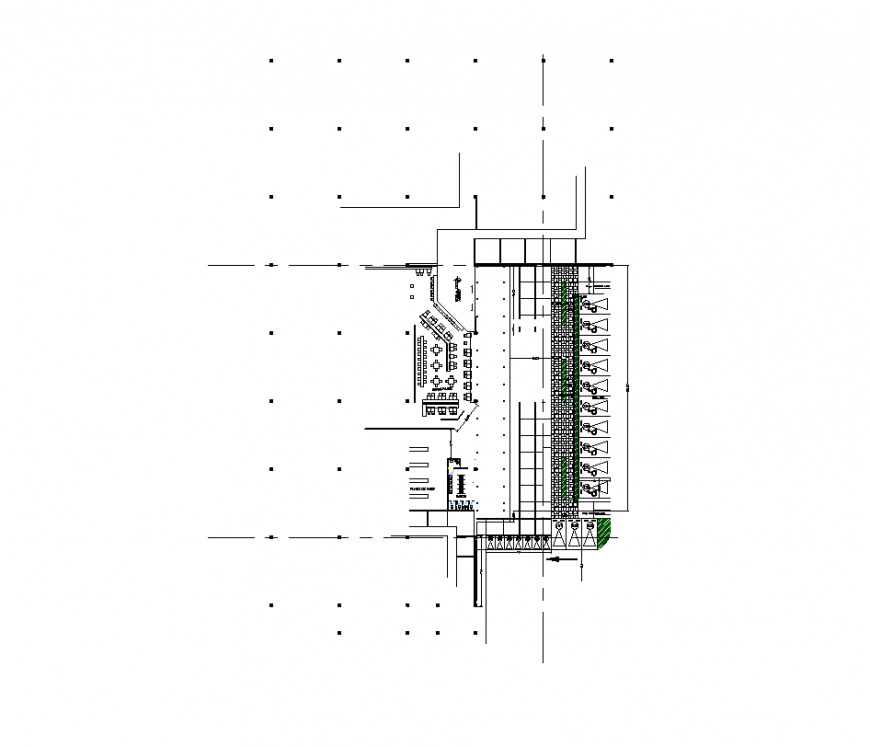 Restaurant building detail elevation 2d view layout dwg file