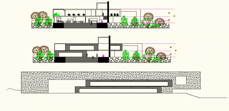 Restaurant detail elevation and plan autocad file