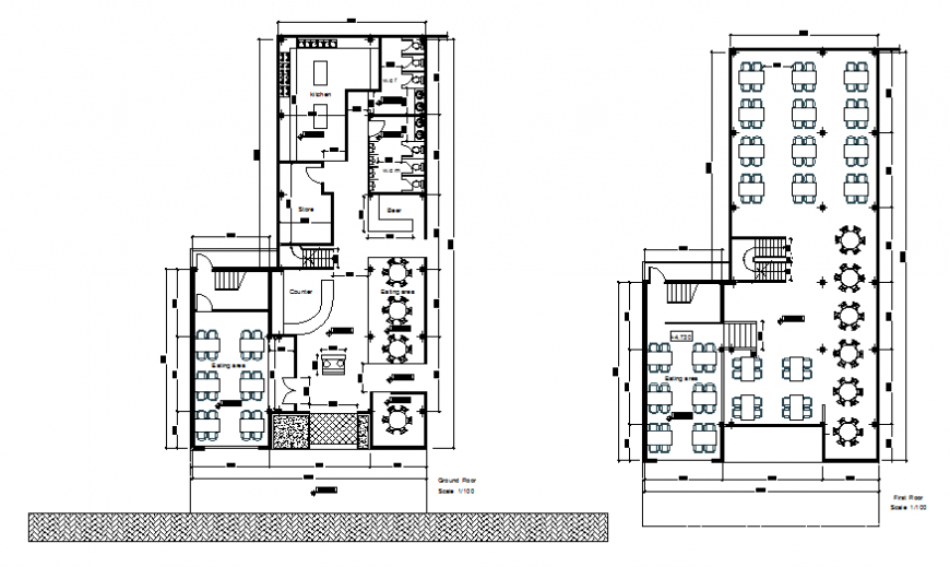 Restaurant Kirirom plan detail dwg file