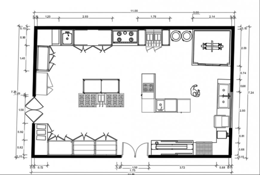 Restaurant kitchen top view