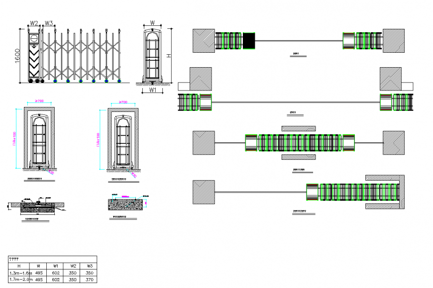 Retractable door CAD design gallery autocad file