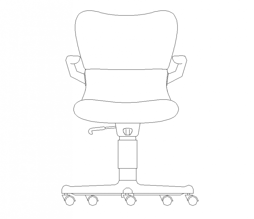 Revolving chair detail elevation CAD furniture layout 2d view autocad file