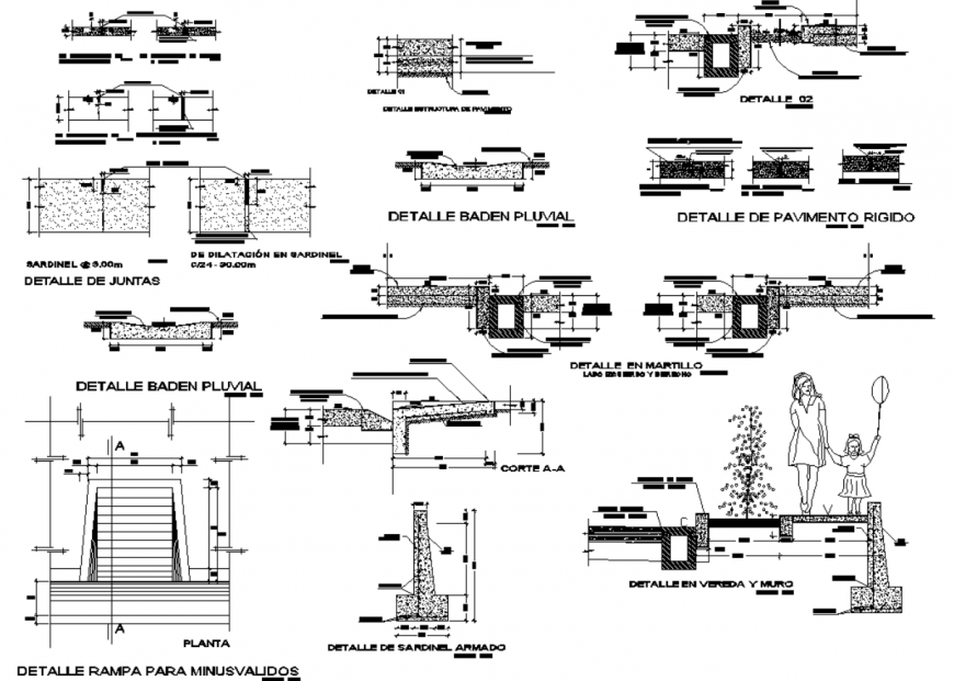 Rigid pavement detailing plan dwg file.
