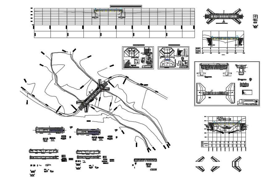 River bridge design dwg file in Autocad format
