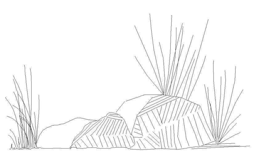 Rock and landscaping plant 2d view layout file in autocad format