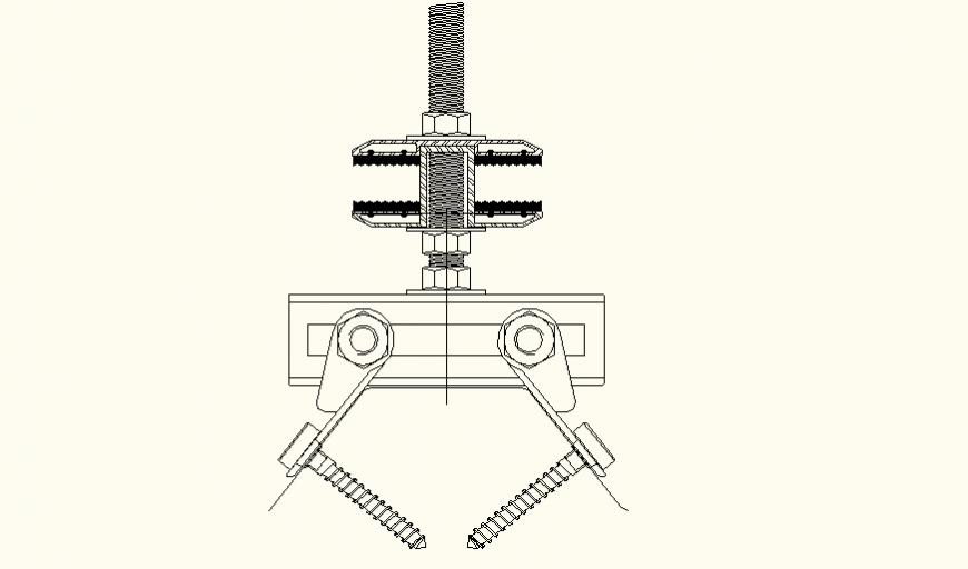 Roof anchor bolts detail plan and elevation autocad file