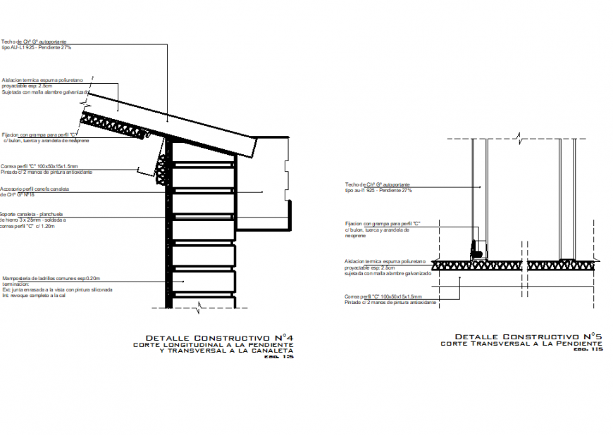 Roof and ceiling section autocad file