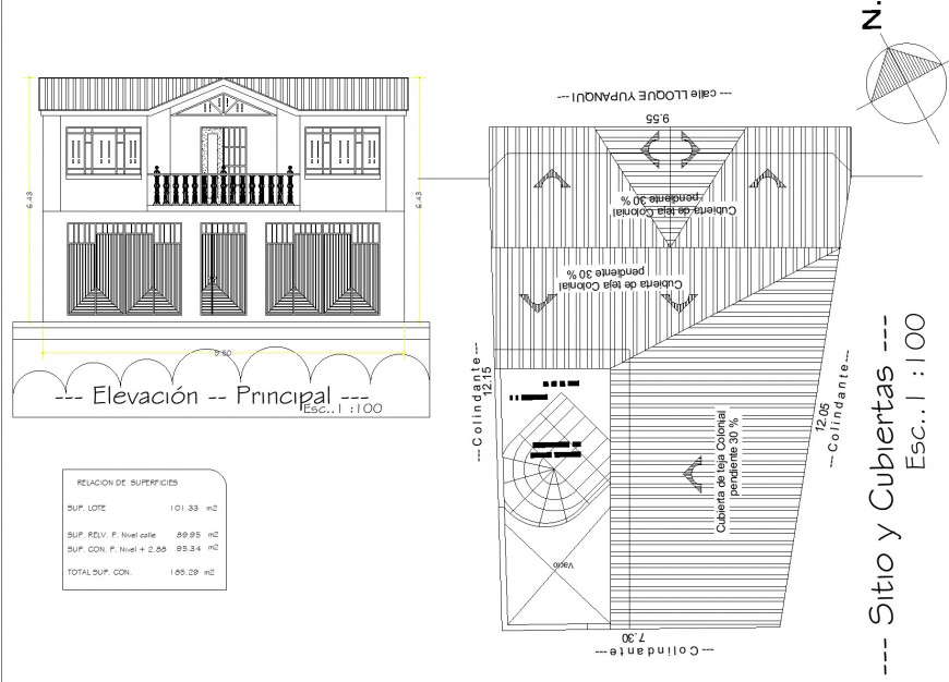 Roof and elevation home plan detail dwg file