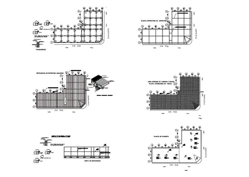 Roof and foundation plan detail 2d view layout file in dwg format