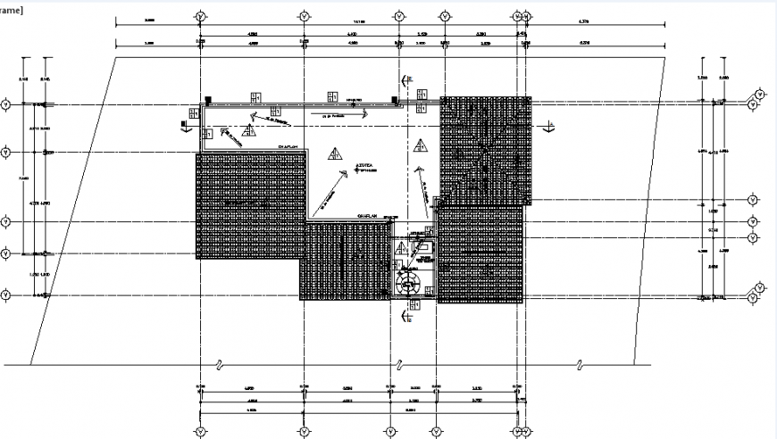 Roof house plan dwg file