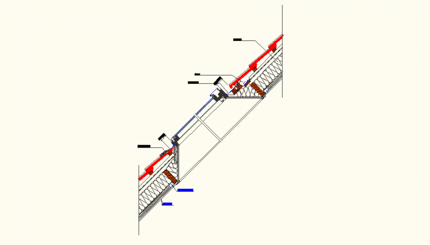 Roof light roof detail plan elevation layout file