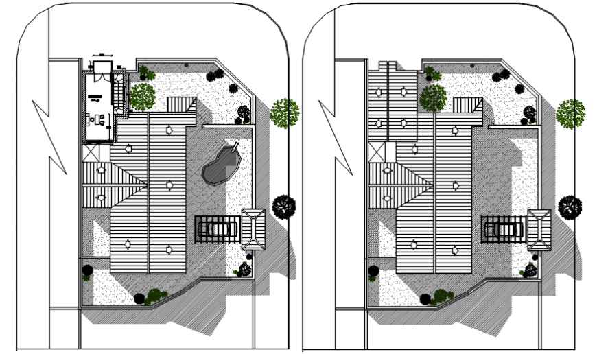 Roof plan of a residential house dwg file