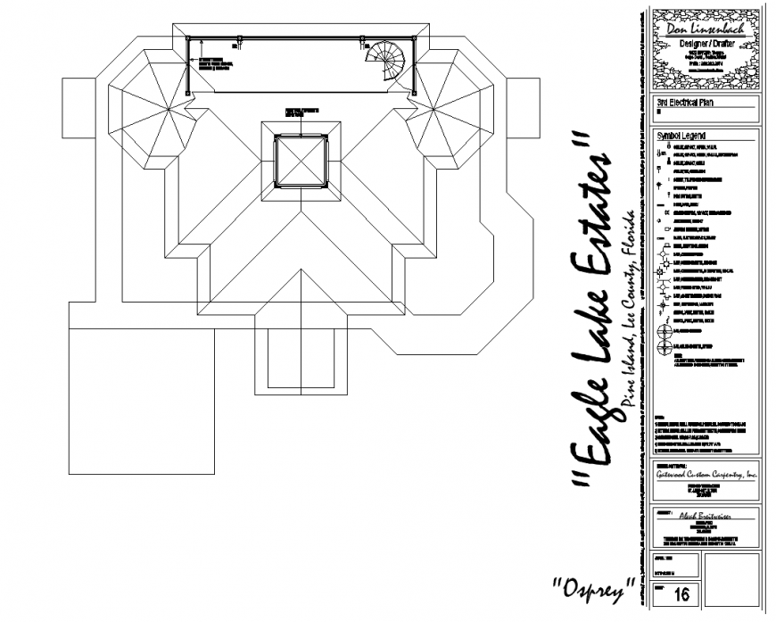 Roof plan of bungalow detail drawing in dwg file.