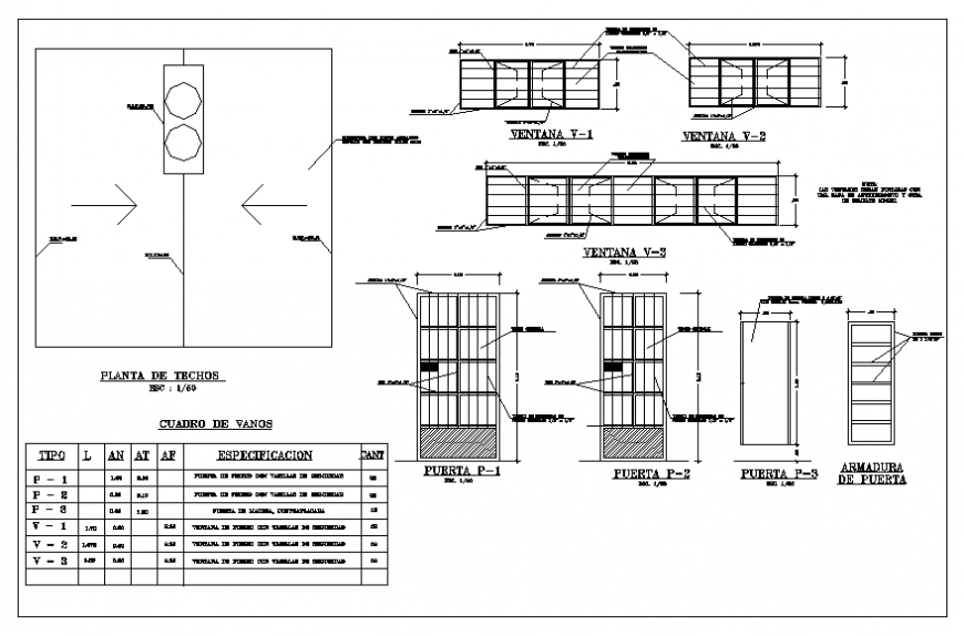 Roof plant detail elevation, plan and section autocad file