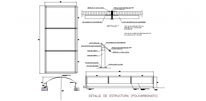 Roof section detail plan dwg file.