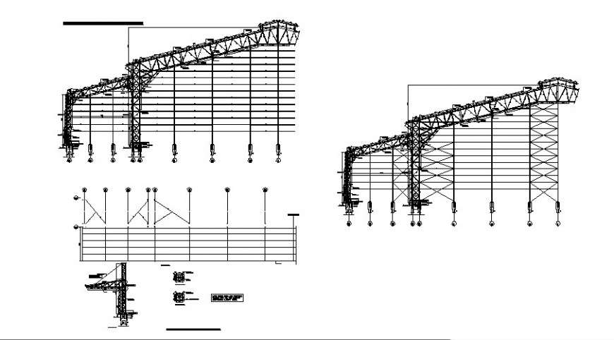 Roof shade truss detail 2d drawing in autocad