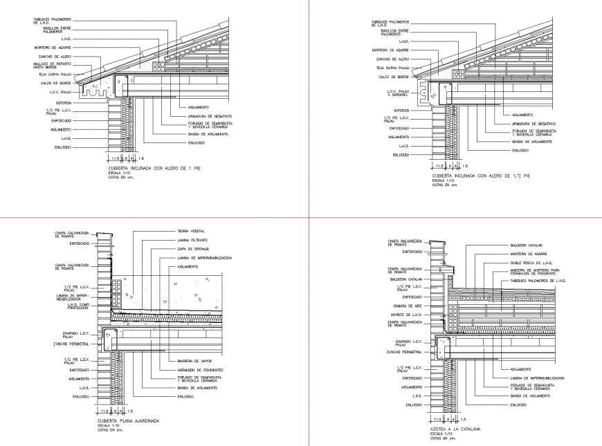 Roof to wall section plan detail dwg file