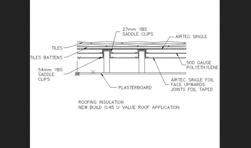 Roofing insulation plan detail dwg file.
