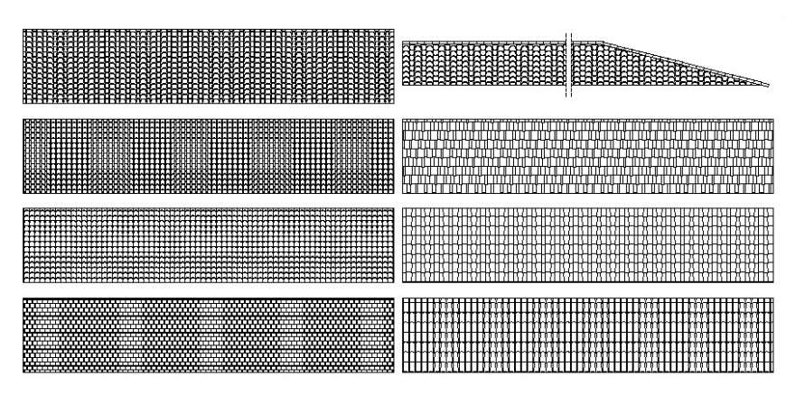 Roofing material blocks detail 2d view drawing in autocad