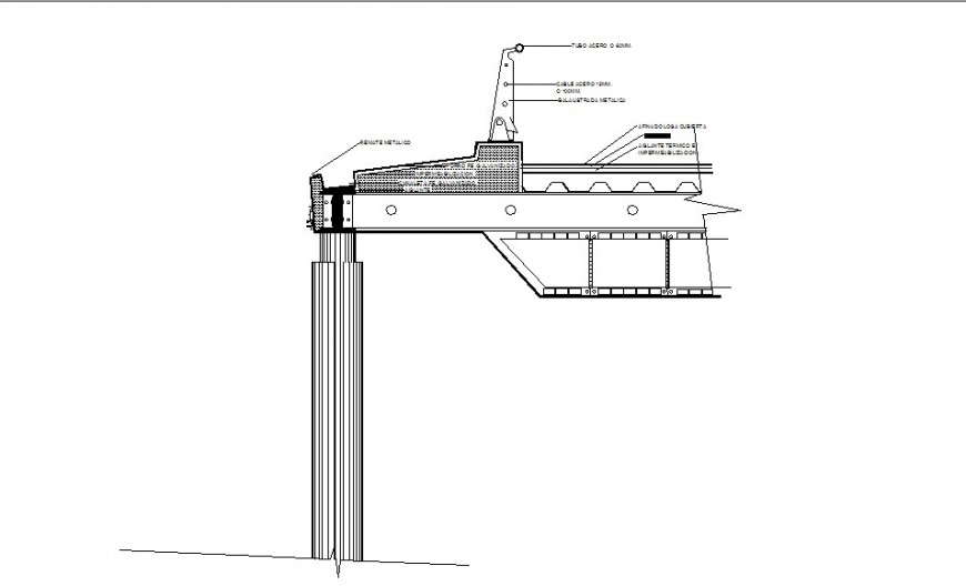 Roofing section and column detail 2d view CAD construction block layout file in dwg format