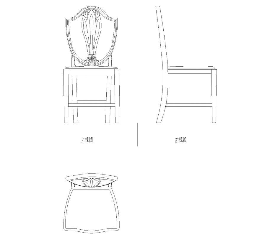 Round shape chair detail dwg file