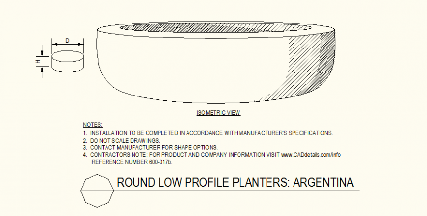 Round shaped planters detail dwg file