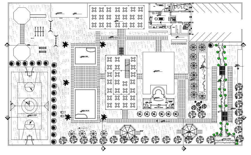 Rural tourism restaurant plan in auto cad