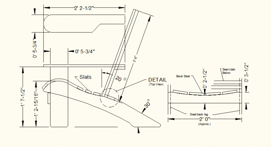 Rustic Wooden Chair Elevation CAD Design in DWG Format