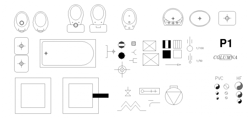 Sanitary AutoCAD block in dwg AutoCAD file.