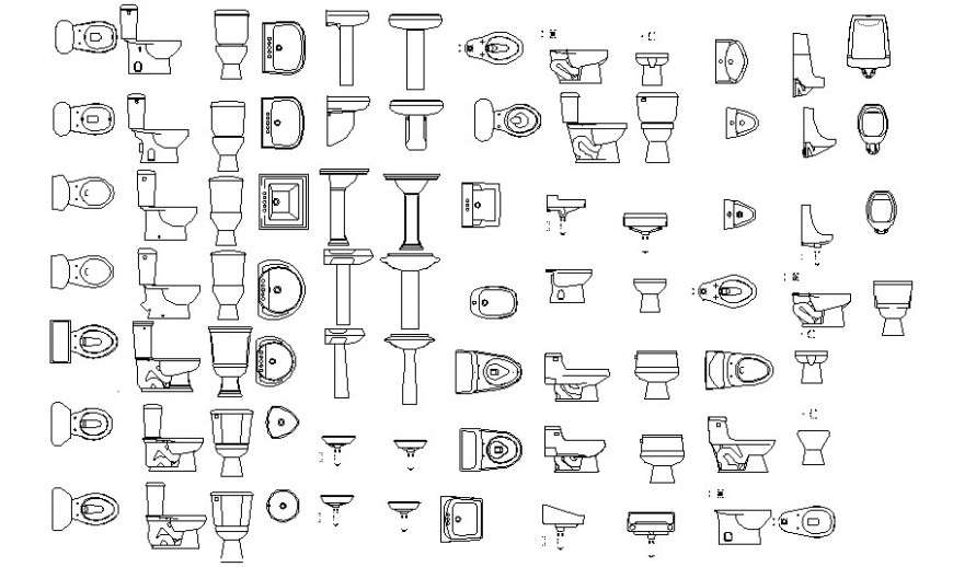 Sanitary blocks detail drawing in autocad software
