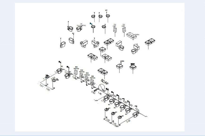 Sanitary different block design in auto cad file