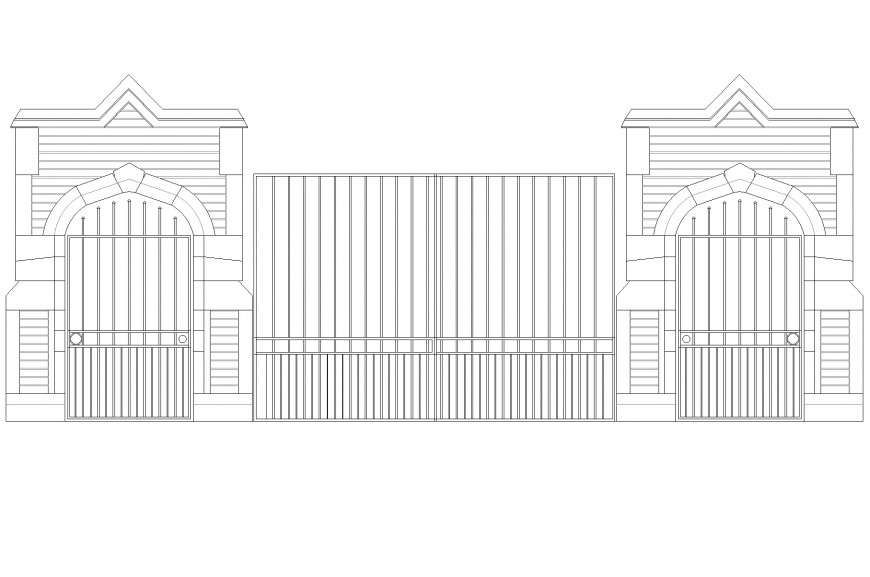 School gates plan autocad file