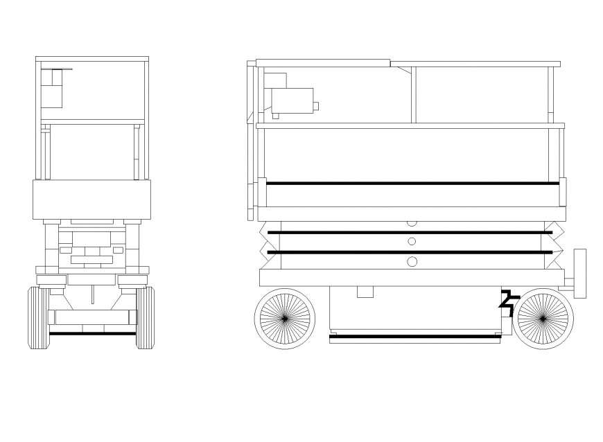 Scissor lift elevation autocad file