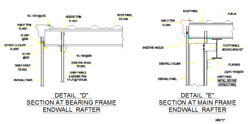Section at bearing frame endwall  rafter Detail
