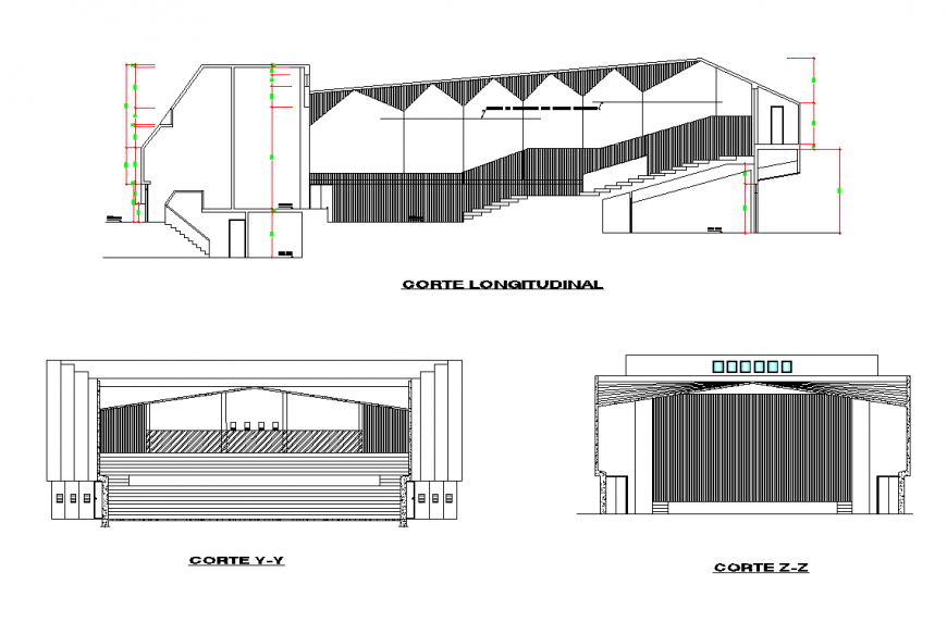 Section auditoria plan autocad file