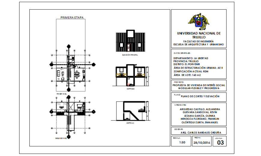 Section Design of Social House building design drawing