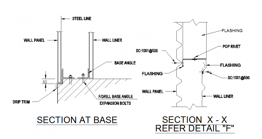 Section Detail refer detail "f"