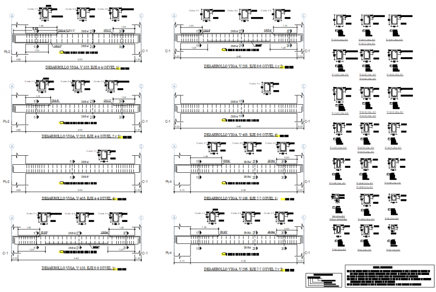 Section of Beam and column plan layout file