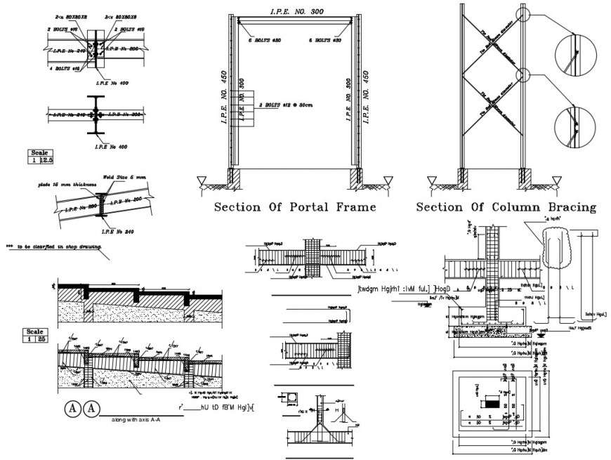 Section of portal frame autocad file