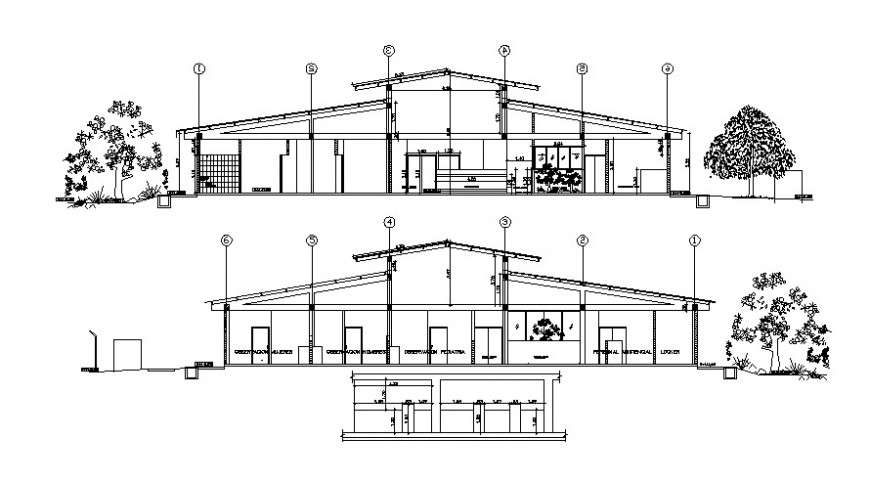 section plan of hospital drawing cad file