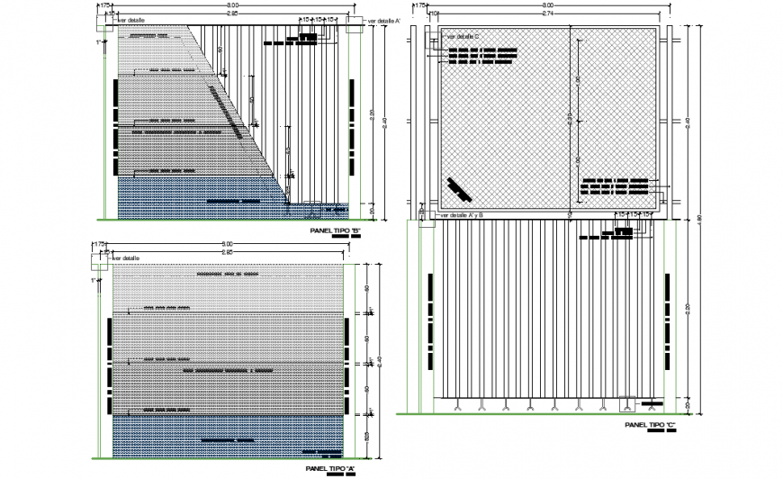 Section portico detail dwg file