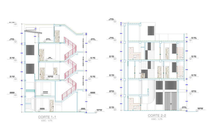 Section trade accommodation plan autocad file