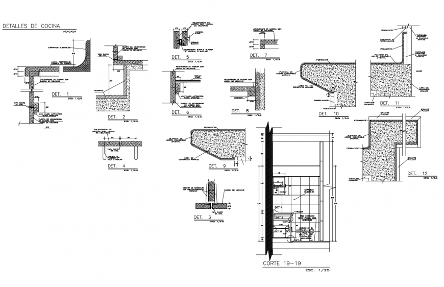Sectional detail of concreting structure units 2d view dwg file