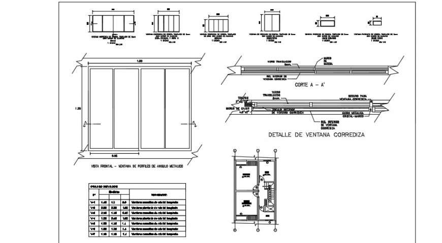 Sectional detail of door and window detail dwg file
